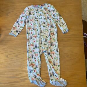 Magnetic Me footed pajamas - Don’t Worry Be Hoppy print